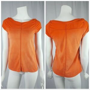 Vanessa Virginia Anthropologie Size XS Orange Ombre Short Sleeve Knit Top